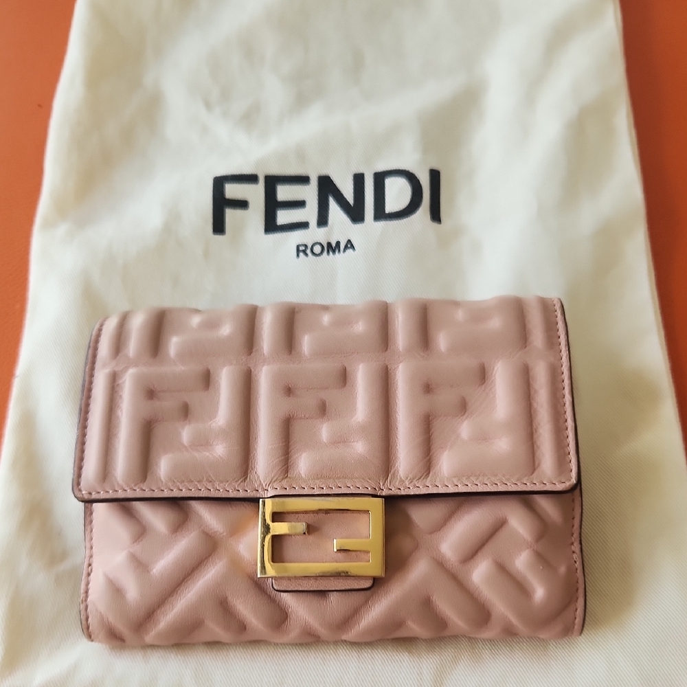 Fendi Logo Baguette Leather Wallet